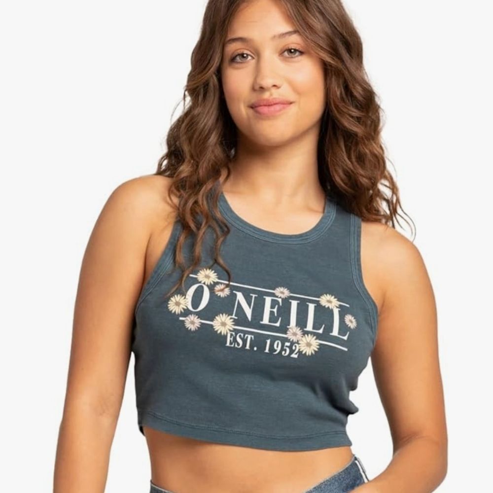 O'Neill Bridgeport‎ Floral Logo Crop Tank- Slate